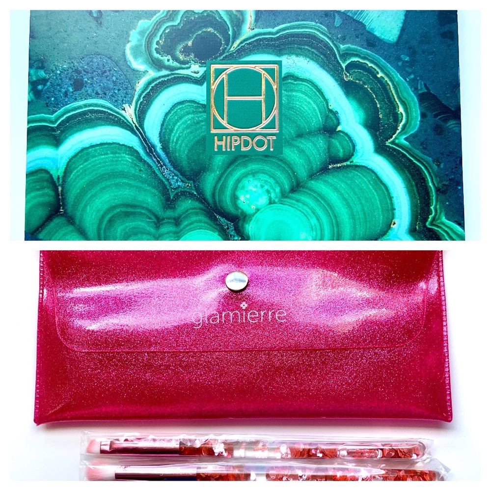 NEW LOT of 2! Hipdot Cenote Eyeshadow Palette & Glamierre Pink Luxe Eye Brushes